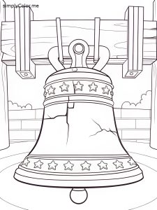 Liberty bell coloring page, bold and easy Liberty bell coloring page