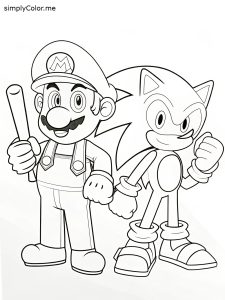 Mario and Sonic coloring sheets