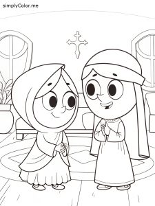Mary visits elizabeth coloring page Mary visits elizabeth coloring page