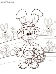 Mickey mouse easter coloring page