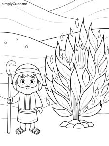 Moses and burning bush coloring page