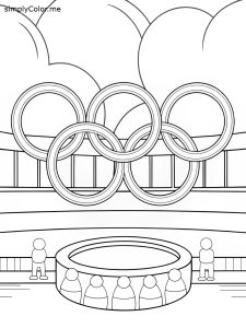 Olympic rings color page, bold and easy Olympic rings color page