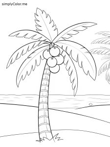 Palm tree color page, bold and easy Palm tree color page