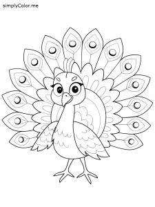 Peacock feather coloring page, bold and easy Peacock feather coloring page