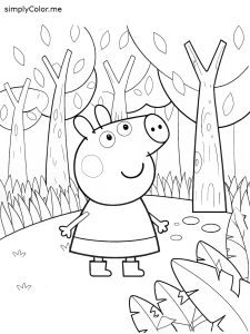 Peppa the pig in the woods coloring page
