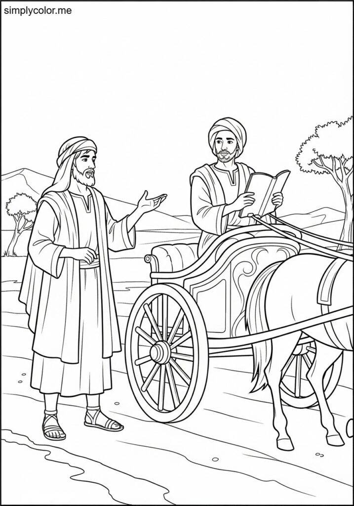 Philip and the Ethiopian coloring sheet
