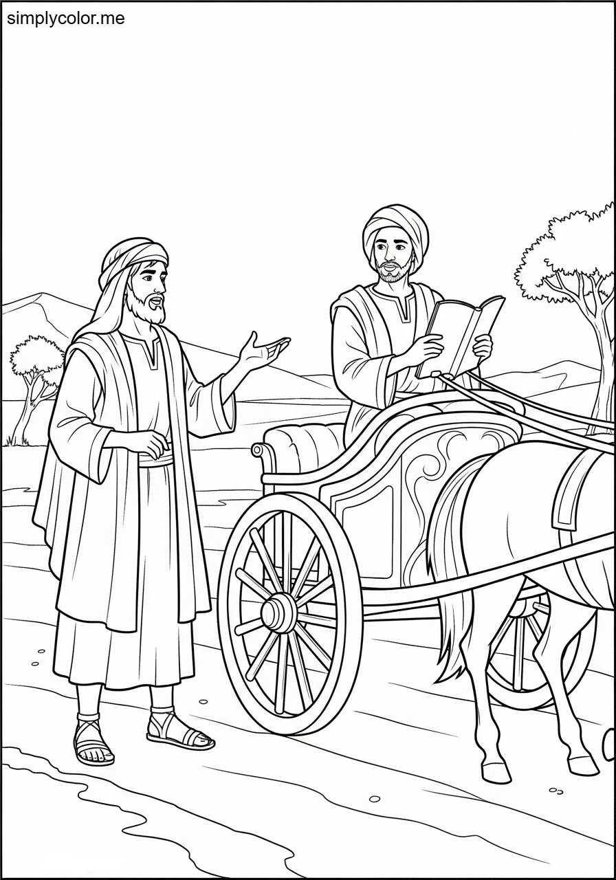 Philip and the Ethiopian coloring sheet