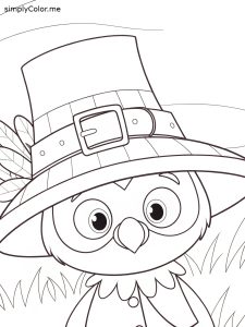 Pilgrim hat coloring page