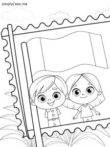 Postage stamp coloring page, bold and easy Postage stamp coloring page