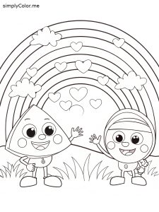 Purple rainbow friends coloring page