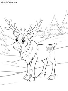 Reindeer color page, bold and easy Reindeer color page
