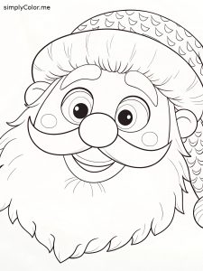 Santa claus head coloring page Santa claus head coloring page