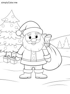 Santa clause coloring page, bold and easy Santa clause coloring page