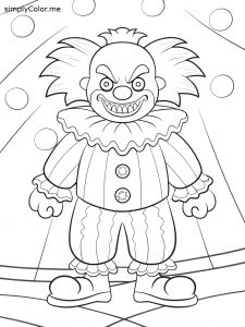 Scary clown coloring page