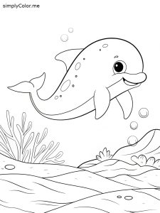 Sea animal coloring page, bold and easy Sea animal coloring page