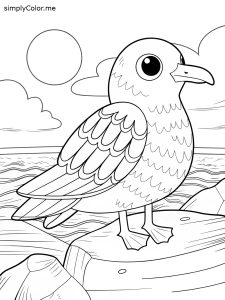 Seagull coloring page, bold and easy Seagull coloring page