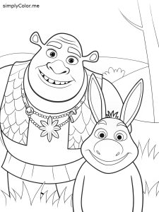 Shrek donkey coloring page