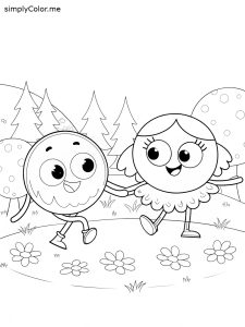 Smiley critters coloring page