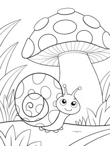 Snail under mushroom