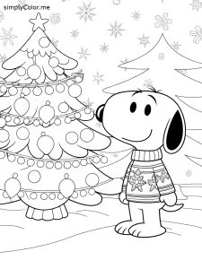 Snoopy christmas coloring page
