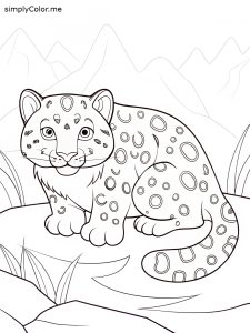 Snow leopard coloring page