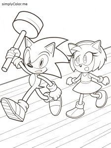 Sonic and amy coloring page