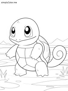 Squirtle pokemon coloring page, bold and easy Squirtle pokemon coloring page