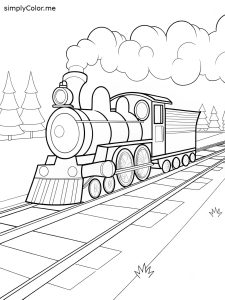 Steam engine train coloring page