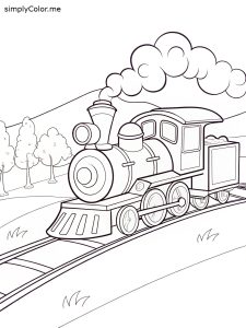 Steam train coloring page, bold and easy Steam train coloring page