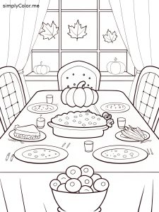Thanksgiving dinner coloring page