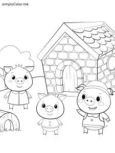 Three little pigs coloring page