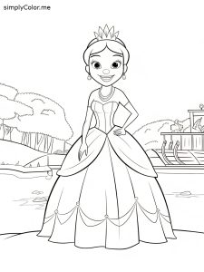 Tiana princess coloring page