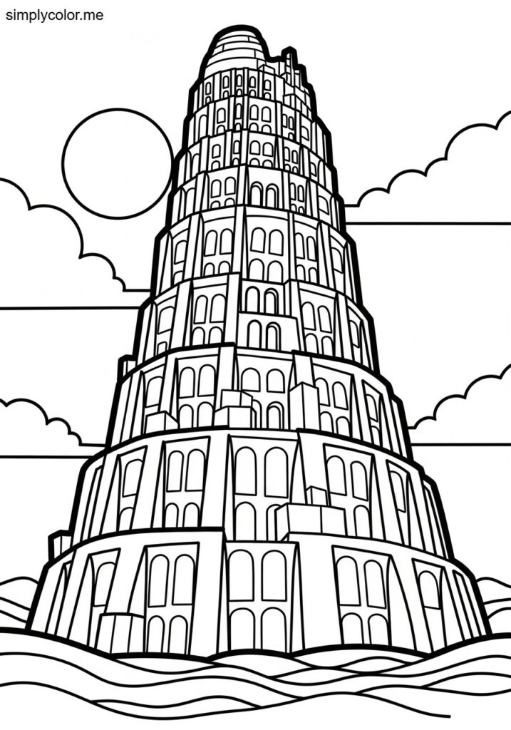 Tower of Babel coloring sheet