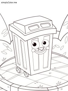 Trash can coloring page