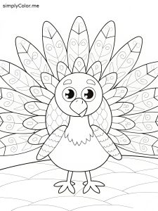 Turkey with feathers coloring page Turkey with feathers coloring page