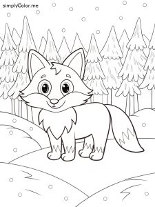 Winter fox coloring page