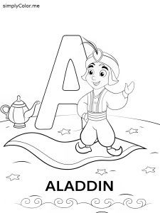 A is for Aladdin coloring page A is for Aladdin coloring page