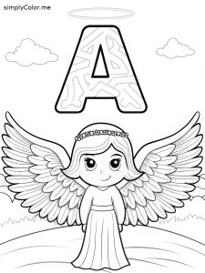 A is for Angel coloring page A is for Angel coloring page