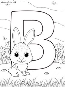 B is for Bunny coloring page