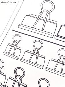 Binder clip assortment coloring page