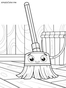 Broom for workshop coloring page Broom for workshop coloring page