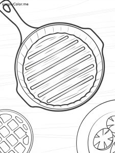 Cast iron skillet coloring page