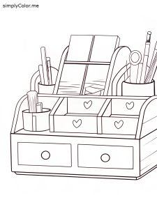 Desk organizer coloring page Desk organizer coloring page