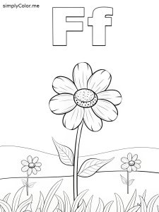 F is for Flower coloring page F is for Flower coloring page