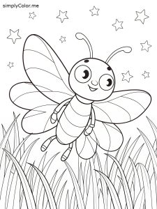Firefly on the night meadow coloring sheet