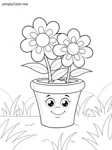 Flower pot coloring page