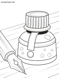 Fountain pen ink bottle coloring page Fountain pen ink bottle coloring page