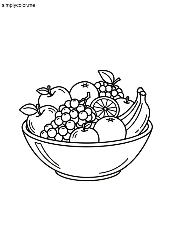 Fruit bowl coloring page
