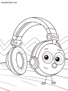 Headphones coloring page