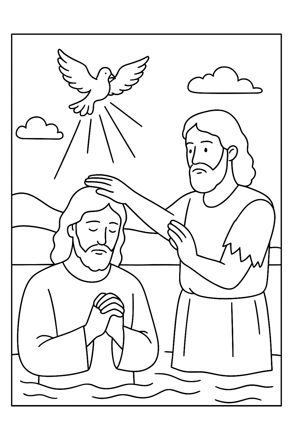 Jesus is baptized coloring page
